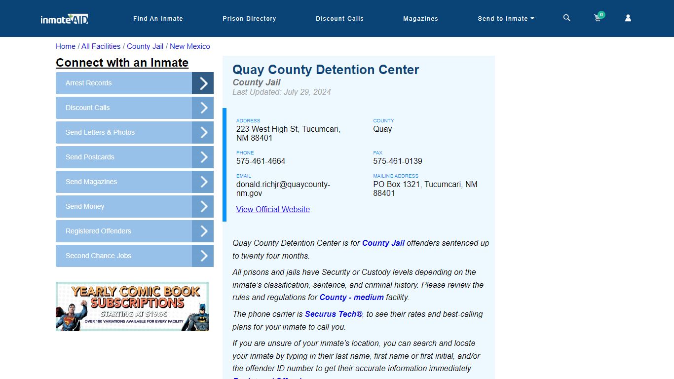 Quay County Detention Center - Inmate Locator